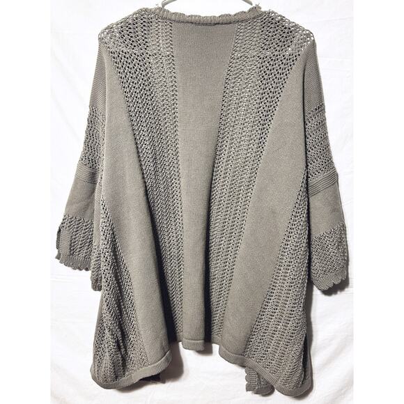Doe & Rae Women's Large Gray Open Front Knit Cardigan Sweater - Picture 2 of 4